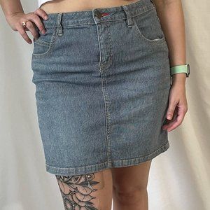 WORN JEANS Vintage Pinstripe Denim Pencil Skirt